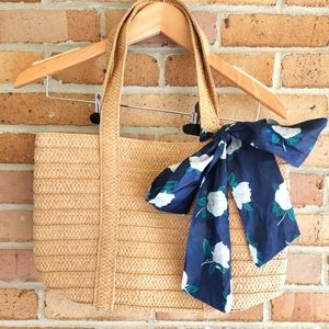 *SOLD*Draper James Straw Bag with Floral Scarf